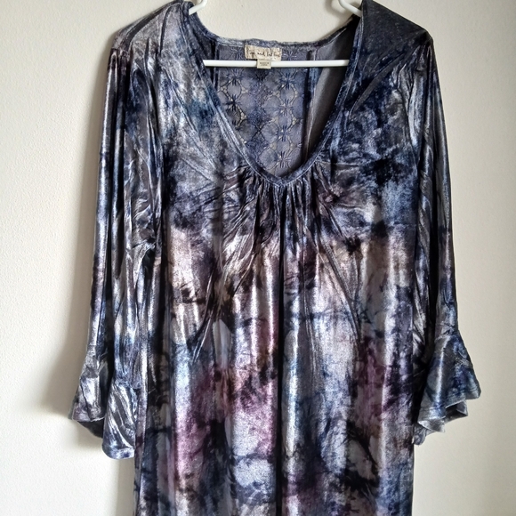 Live and Let Live Top Velour Size Large Whimsigoth Artsy Boho - Picture 2 of 14